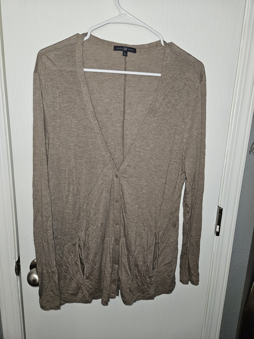 Gap Lightweight V-Neck Button Cardigan Taupe